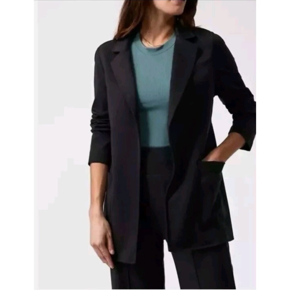 Athleta Eastbound Blazer Jacket Open Front Stretch Ponte Fabric Pockets Sz 16